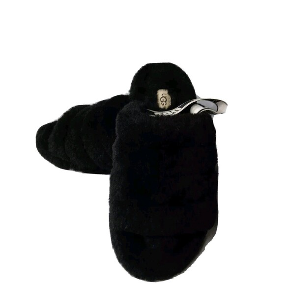 UGG Fluff Yeah Slide Black Sandals Women's Size 8 Shoes Black - Picture 2 of 11